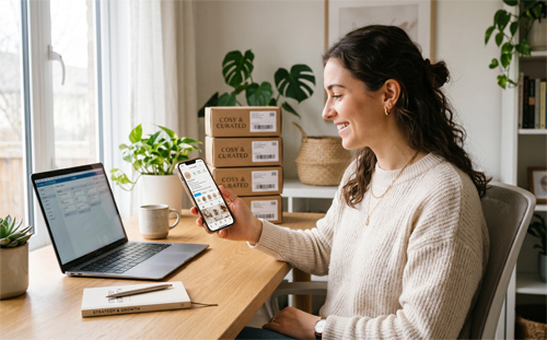 Ecommerce business owner managing online orders