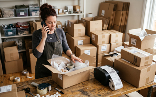 Ecommerce business owner managing online orders
