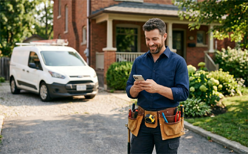 Home services tradesperson on a job